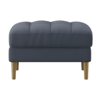 Loft Teak Wood Ottoman Stool (Spruce Blue) Front view