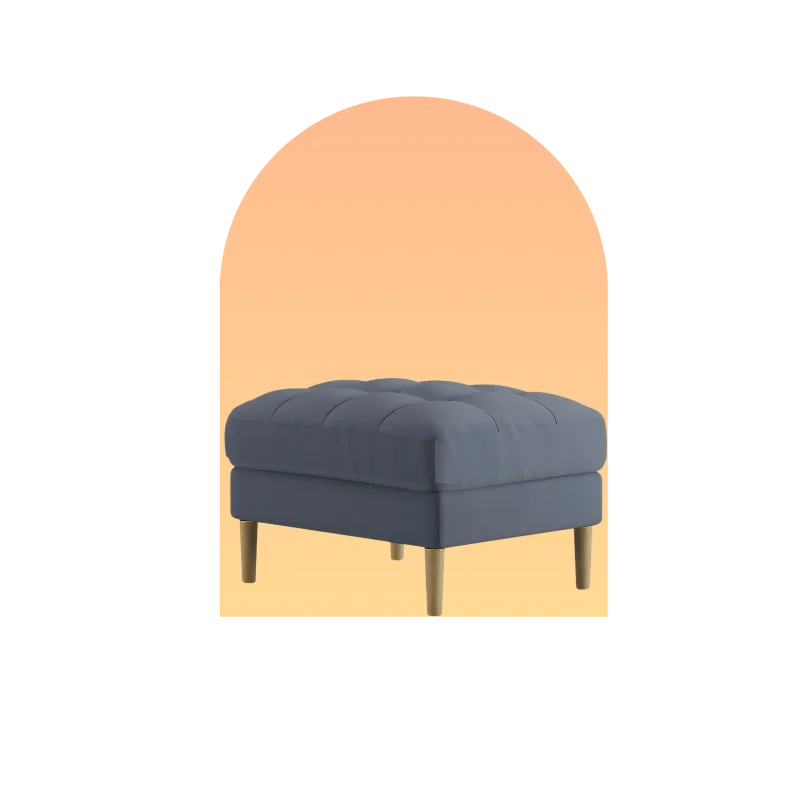 Loft Teak Wood Ottoman Stool (Spruce Blue) hotspot image