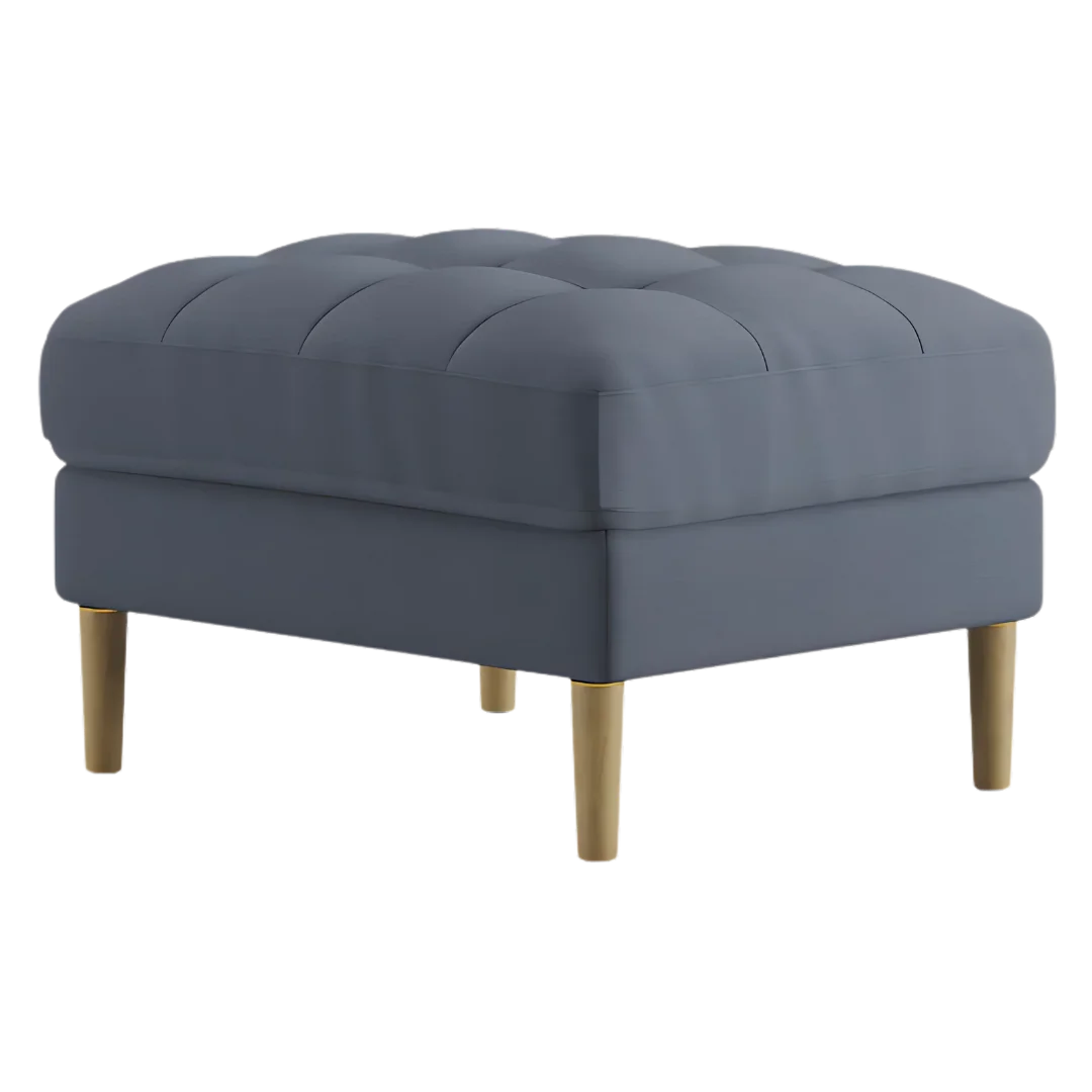 Loft Teak Wood Ottoman Stool (Spruce Blue) side angle