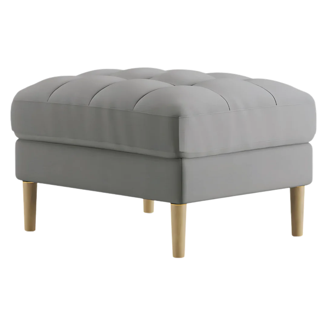 Loft Teak Wood Ottoman Stool (Stone Grey) side angle