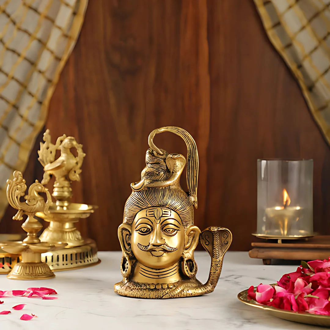 Lord Shiva Face Brass Idol lifestyle view
