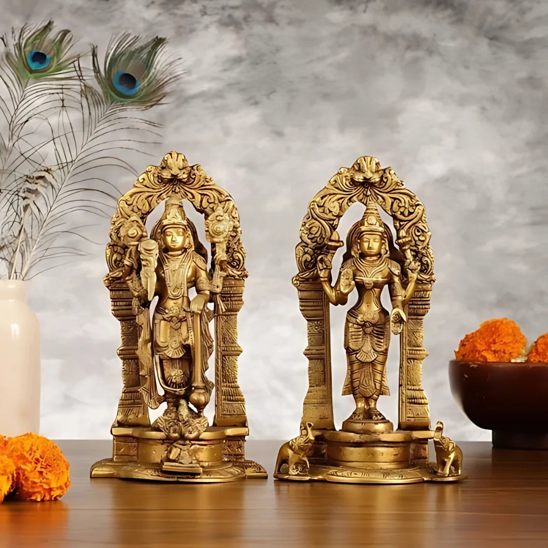Lord Venkateswara and Padmavati Brass Idol lifestyle view