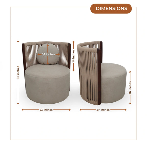 Lubin Teak Wood Bedroom chair (Brown) dimensions image