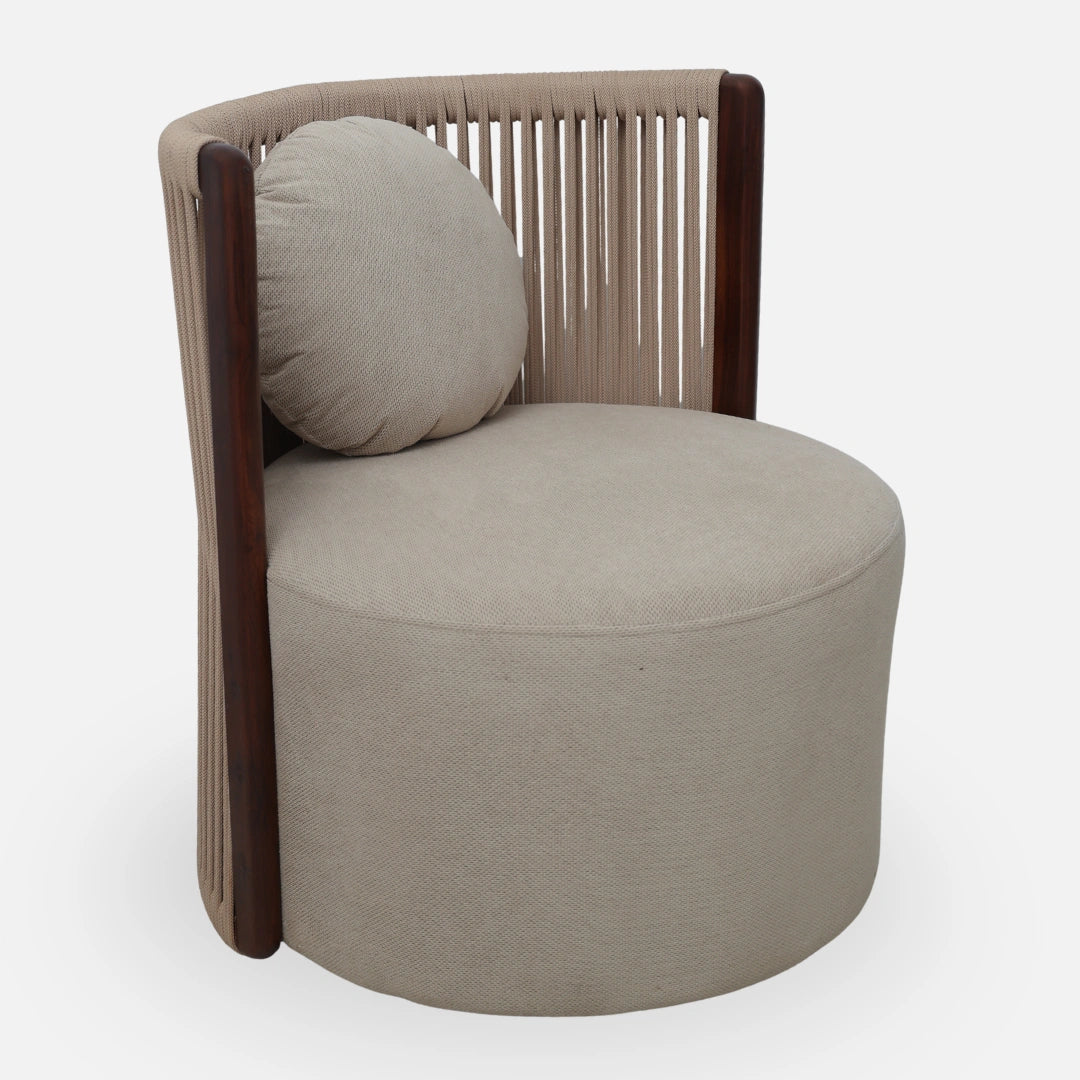 Lubin Teak Wood Bedroom chair (Brown) side angle