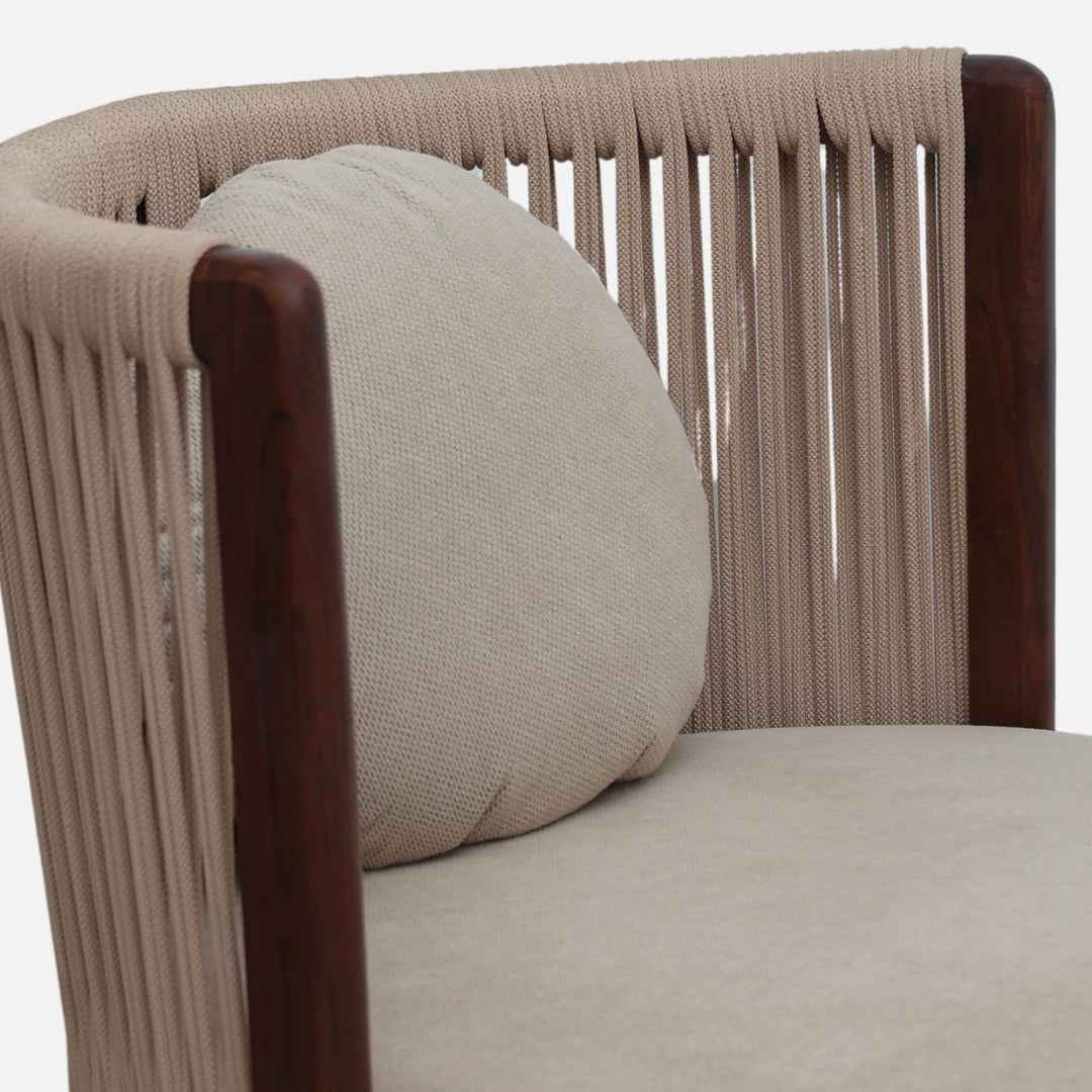 Lubin Teak Wood Bedroom chair (Brown) zoom view
