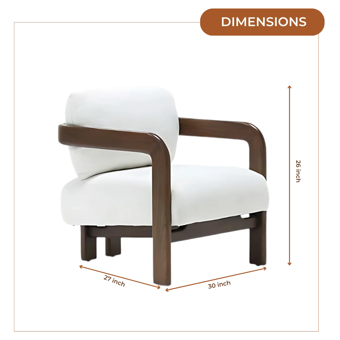 Lunora Teak Wood Lounge Chair (Brown) Dimensions