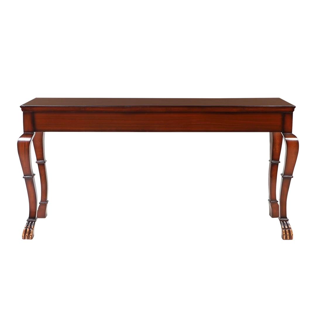 Lustrous Solid Wood Console Table in Brown color back view