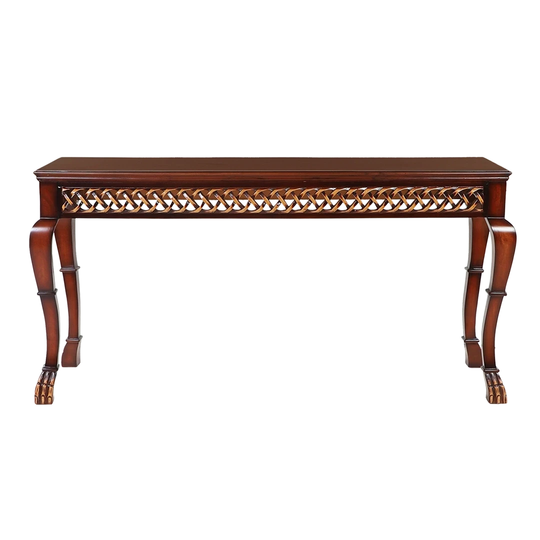 Lustrous Solid Wood Console Table in Brown color front view