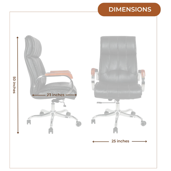Luxurin High Back Office Executive Chair (Black) Dimensions