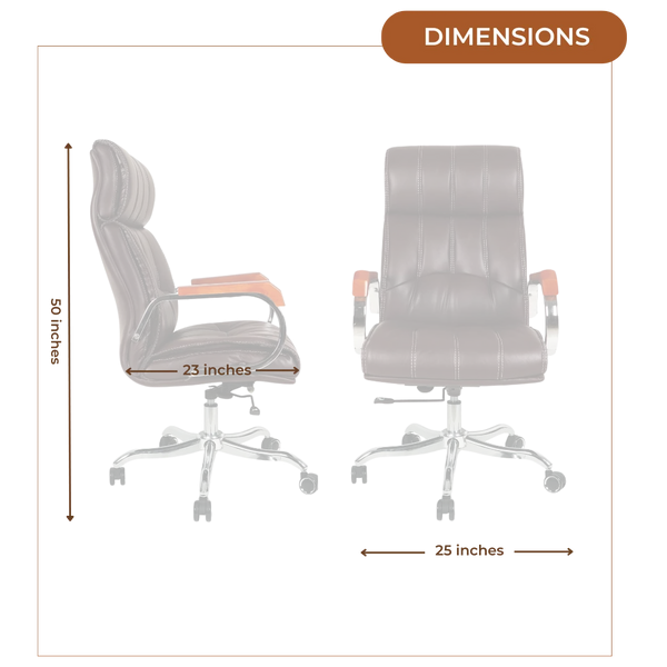 Luxurin High Back Office Executive Chair (Brown) Dimensions
