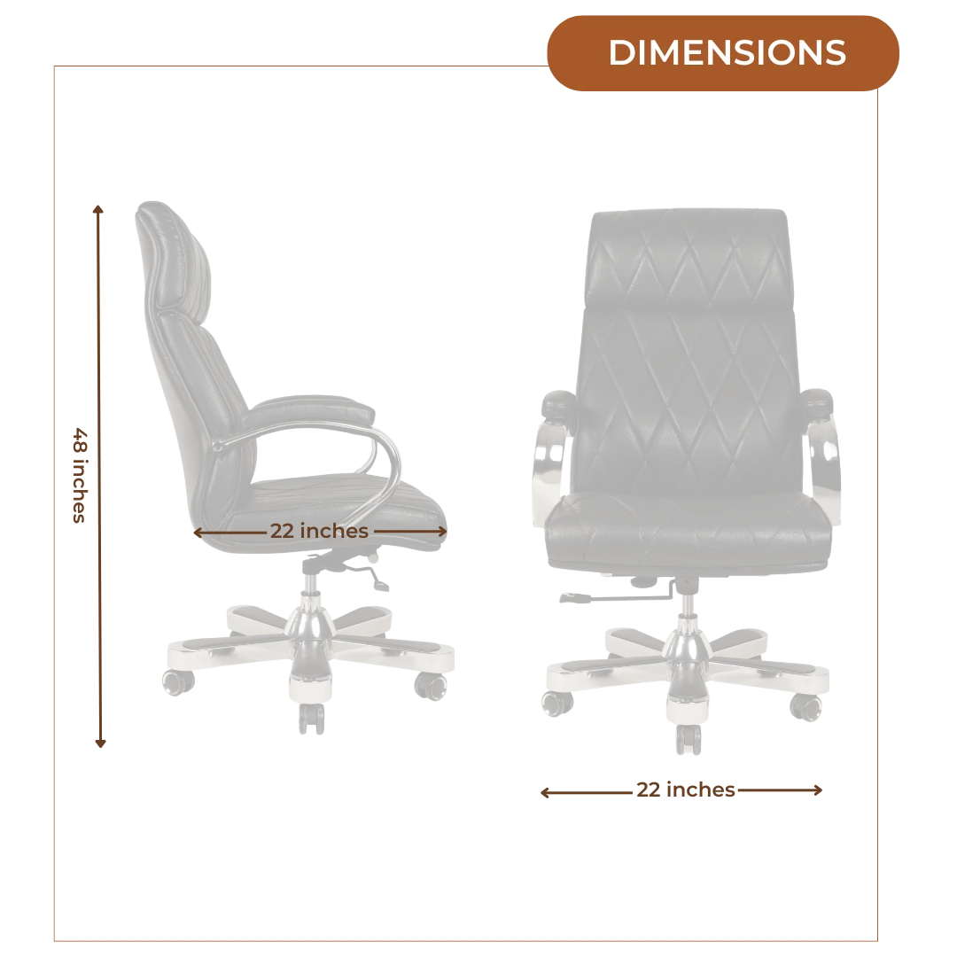 Mafiant Big & Tall High Back Office Executive Chair (Black) Dimensions