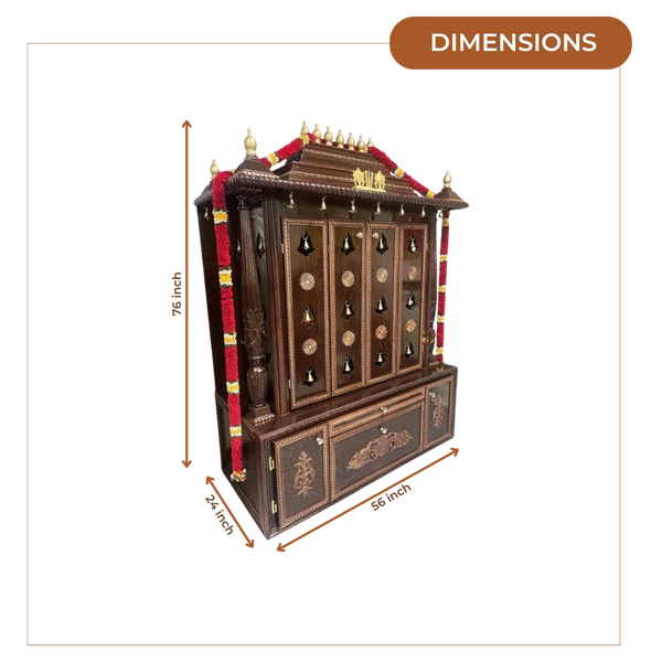 Mahatejas Teak Wood Mandap (Brown) dimensions