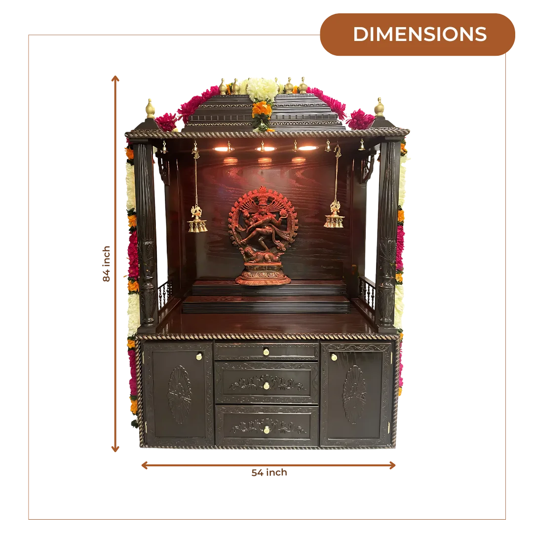 Maheshwara Teak Wood Mandap (Brown) dimensions