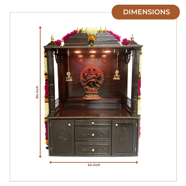 Maheshwara Teak Wood Mandap (Brown) dimensions