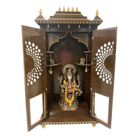 Mahima Teak Wood Mandap ( Brown Gold) open door view