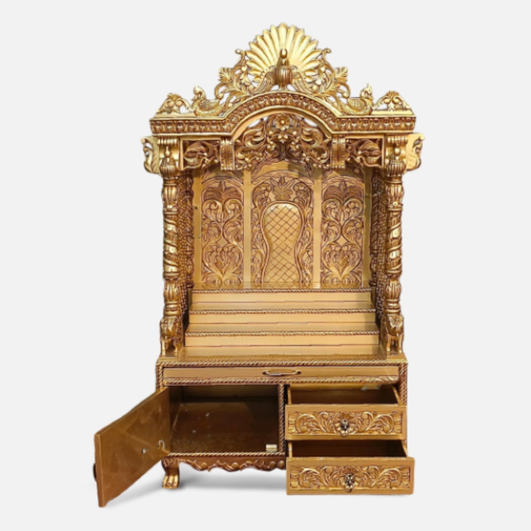 Mangaldeep Teak Wood Mandap (Gold) open door view
