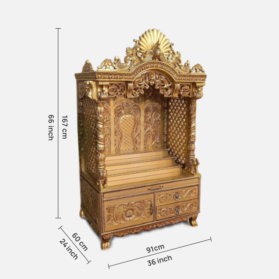 Mangaldeep Teak Wood Mandap (gold) dimensions