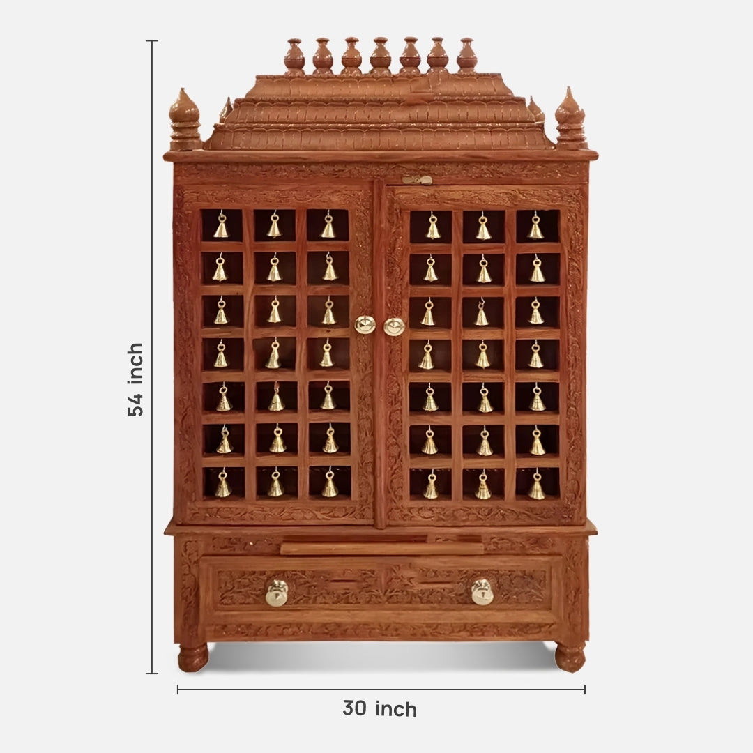 Mangalya Teak Wood Mandir (Brown) dimensions