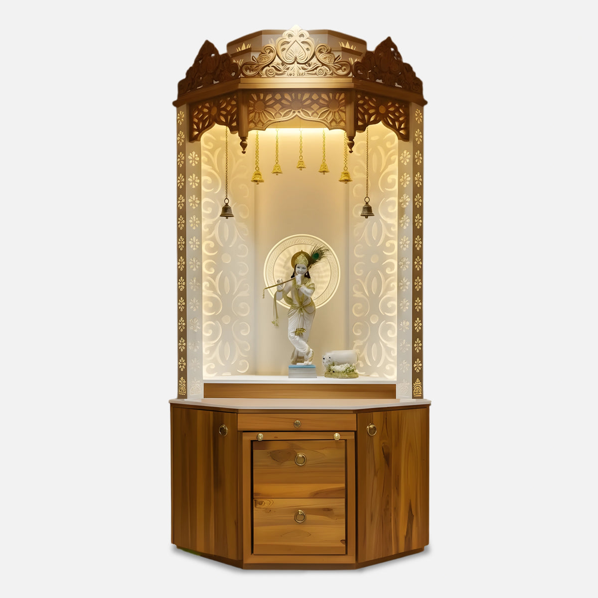 Mantraja Teak Wood Mandap (Brown) front view