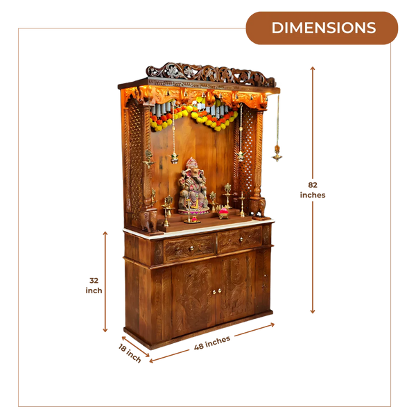 Mantrika Teak Wood Mandap (Teak) Dimensions