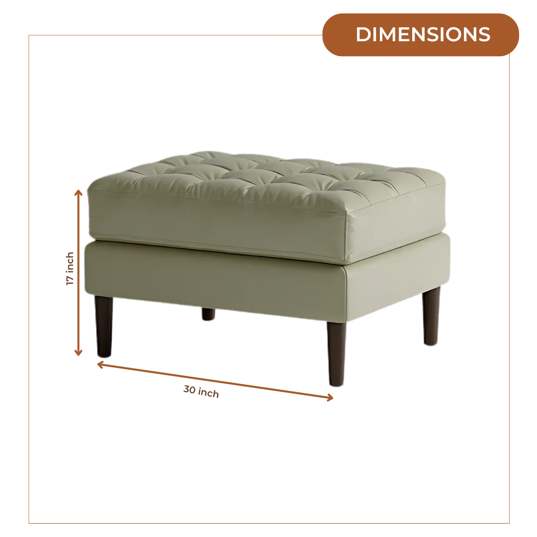 Marine Teak Wood Ottoman Stool (Oyster) Dimension