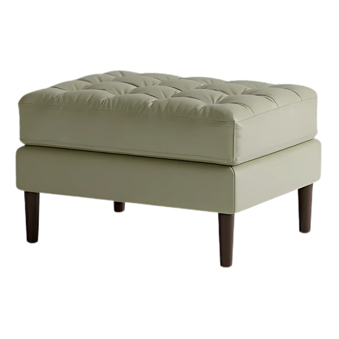 Marine Teak Wood Ottoman Stool (Oyster) front view