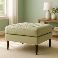 Marine Teak Wood Ottoman Stool (Oyster) lifestyle view