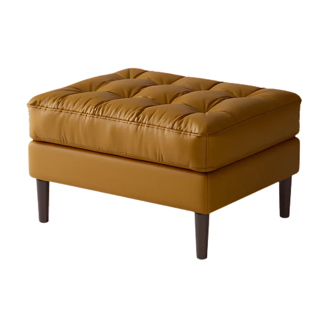 Marine Teak Wood Ottoman Stool (Sand) front view