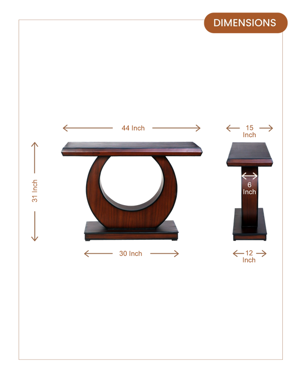 Maronze Solid Wood Console Table (Brown) dimensions