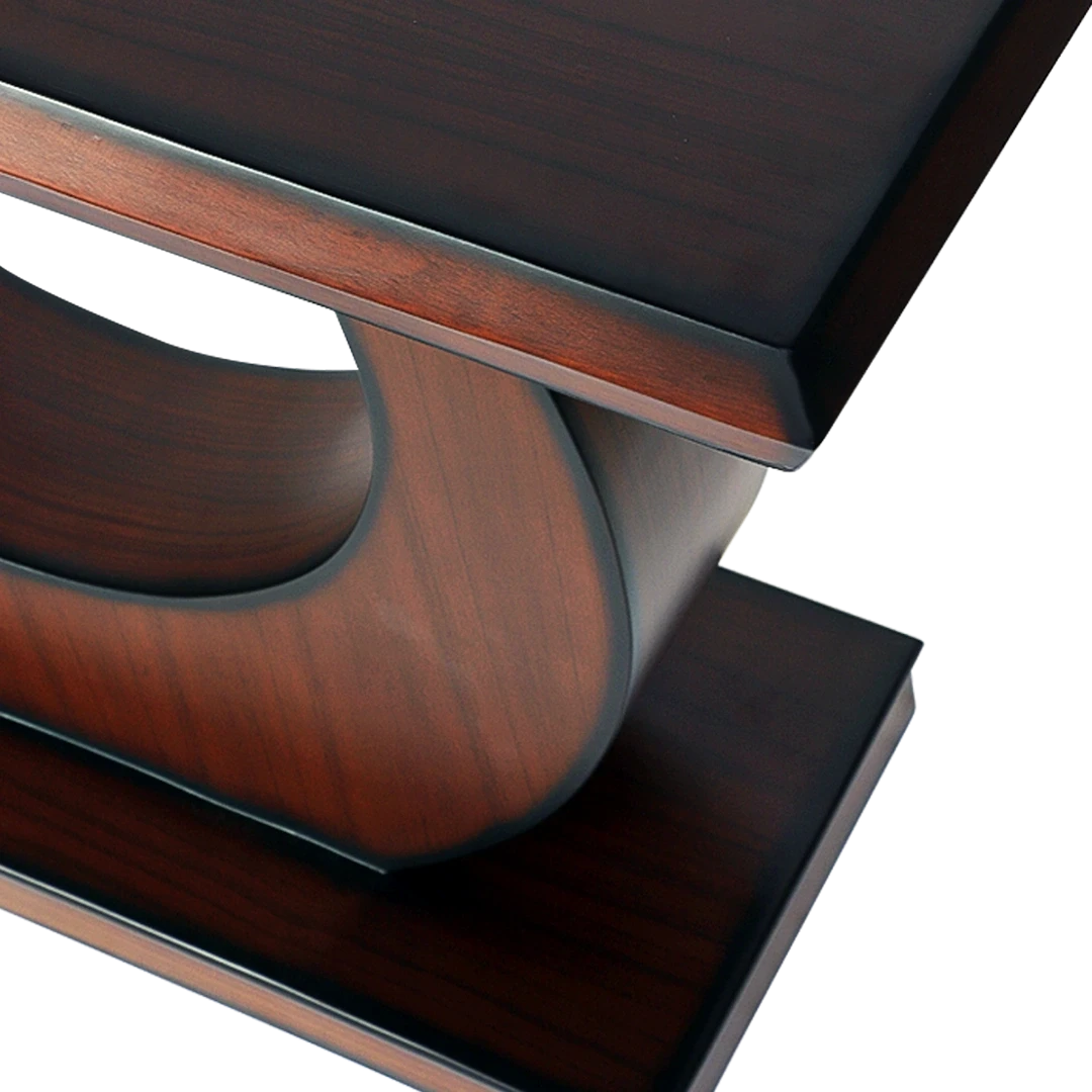 Maronze Solid Wood Console Table in Brown color zoom view top