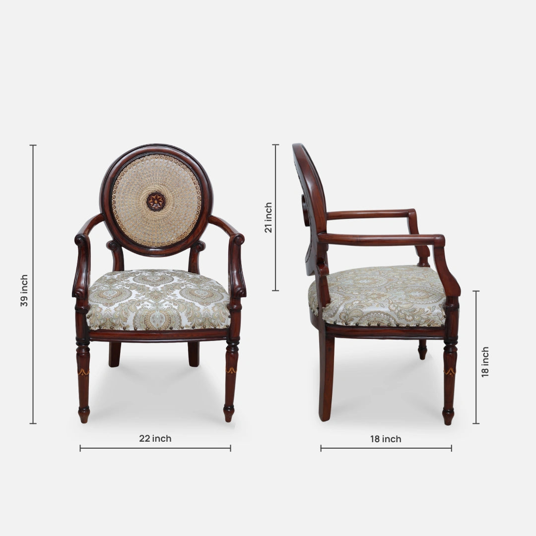 Mavric Teak Wood Arm Chairs (Brown) dimensions image