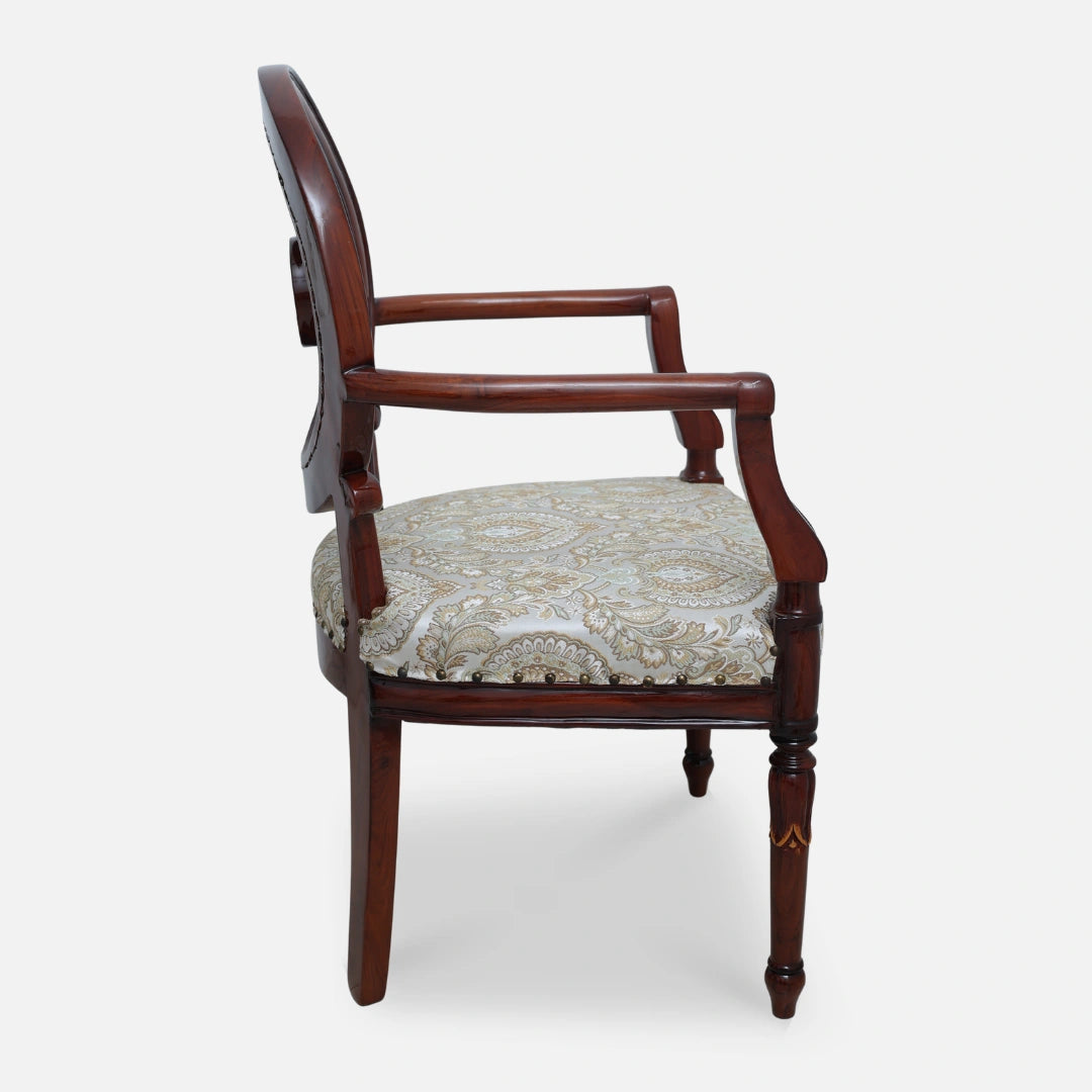 Mavric Teak Wood Arm Chairs (Brown) side view