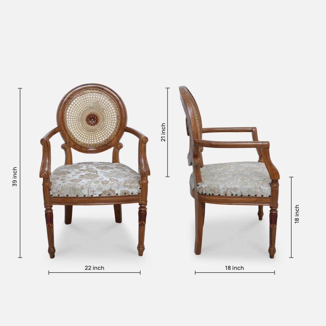 Mavric Teak Wood Arm Chairs (Teak) dimensions view