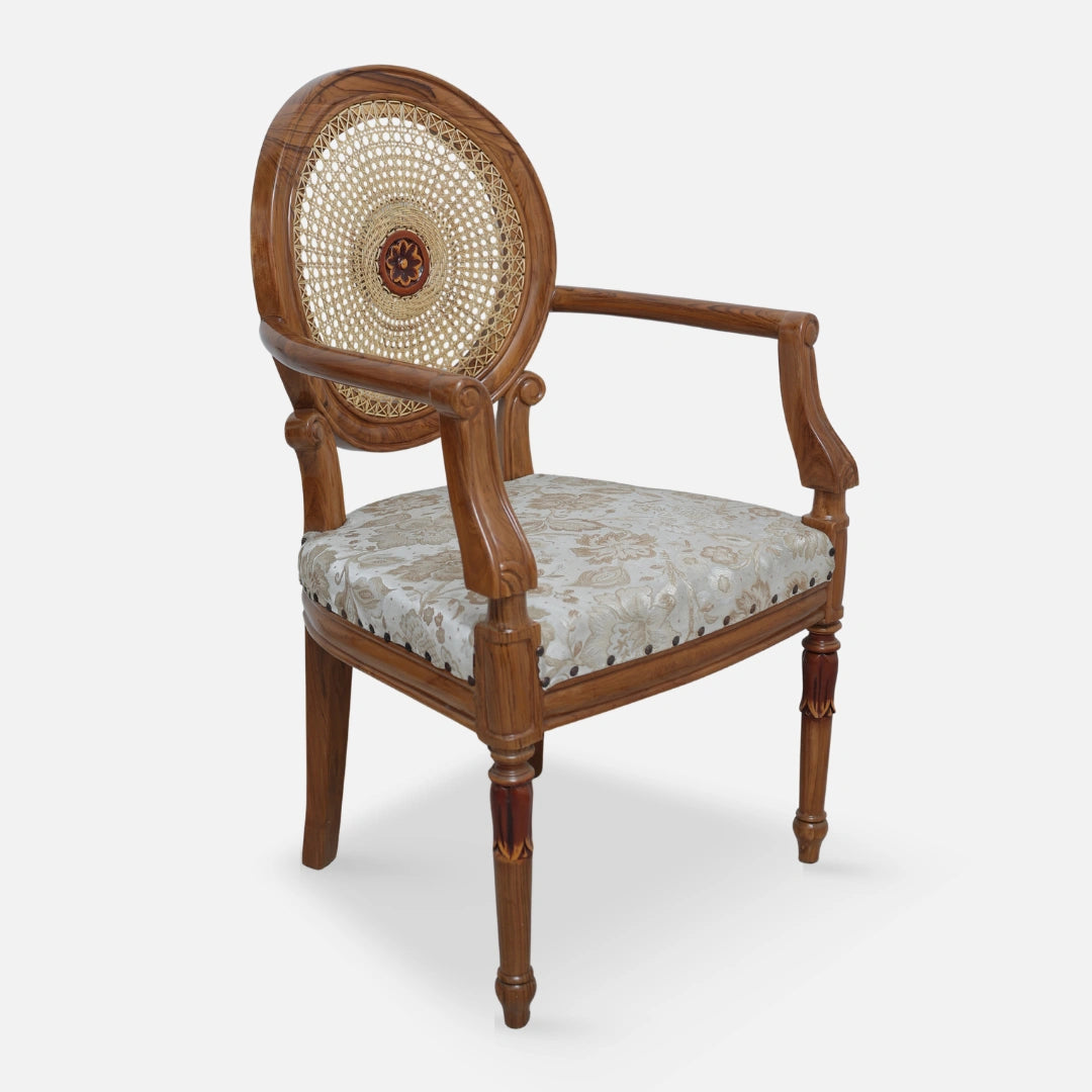 Mavric Teak Wood Arm Chairs (Teak) side angle