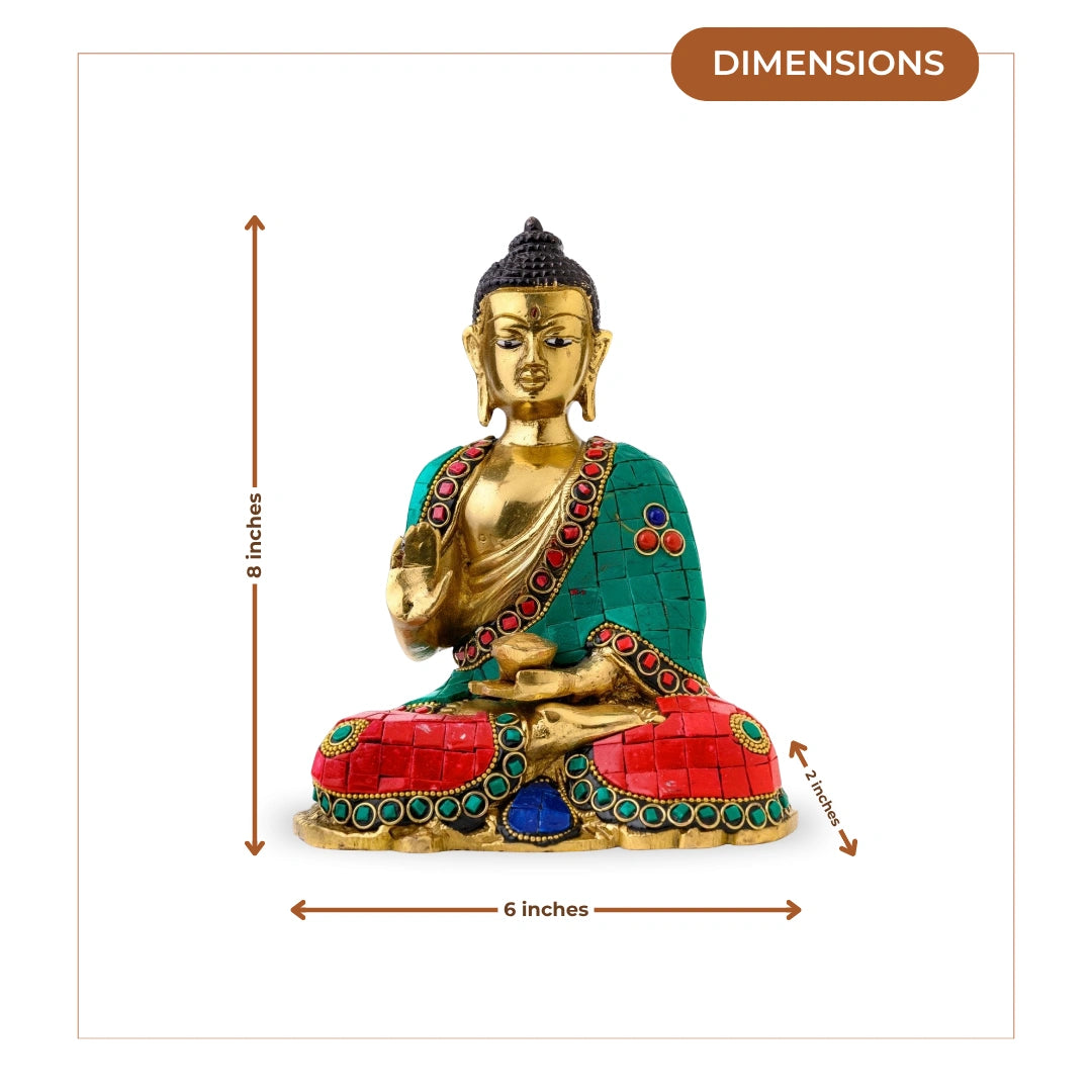 Meditating Buddha Brass Idol dimensions