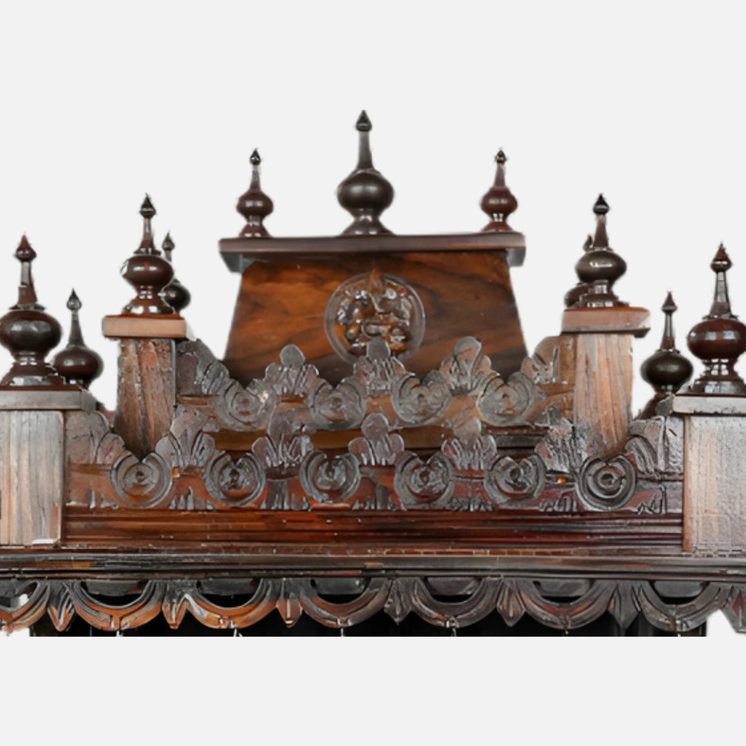 Meera Teak Wood Mandir (Brown) dome view