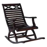 Mince Teak Wood Rocking Chair (Brown) side angle
