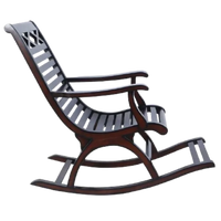 Mince Teak Wood Rocking Chair (Brown) side view