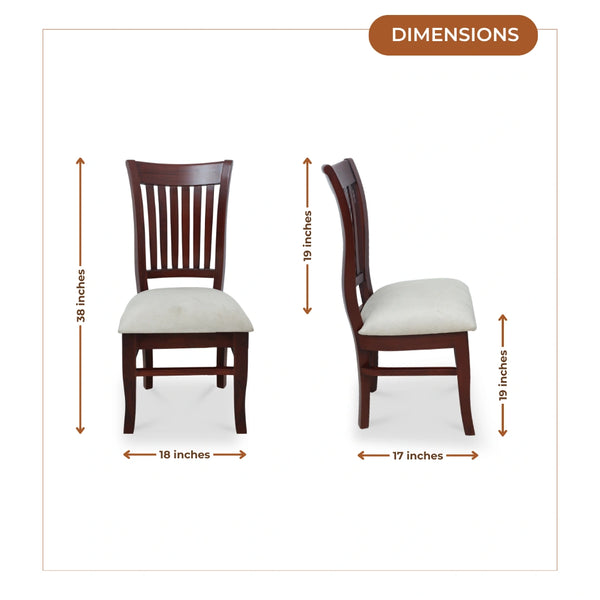Moltena Teak Wood Dining Chair (Brown) dimensions image