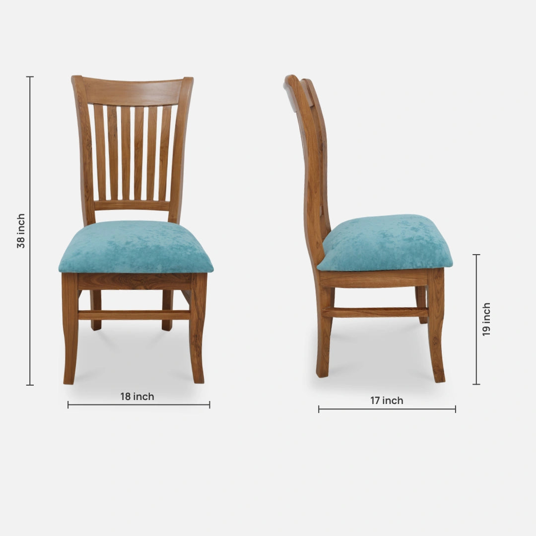 Moltena Teak Wood Dining Chair (Teak) dimensions view