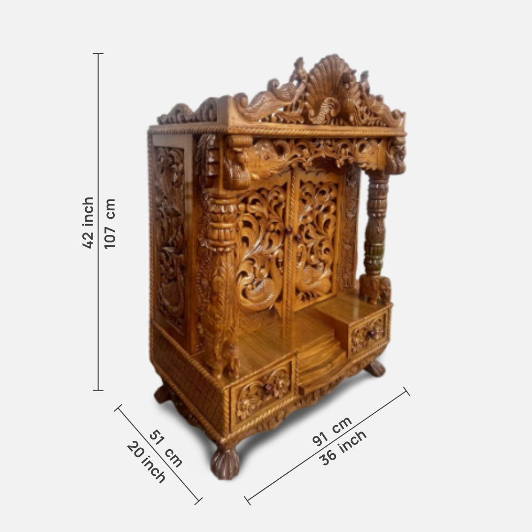 Mor Pankh Teak Wood Mandir (Teak) dimensions