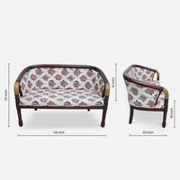Nami Solid Wood Love Sofa (Brown Gold) dimensions
