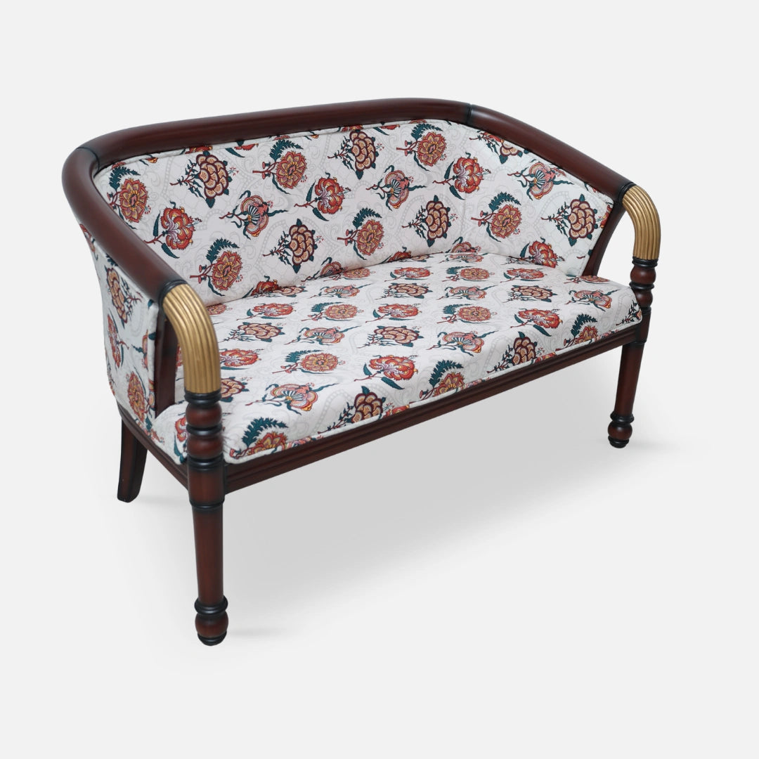 Nami Solid Wood Love Sofa (Brown Gold) side angle