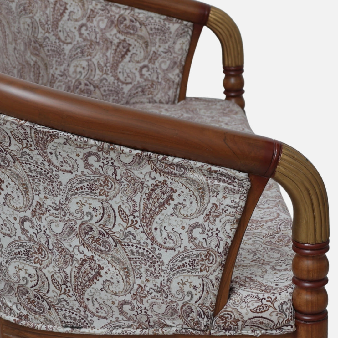 Nami Solid Wood Love Sofa (Teak Gold) close view