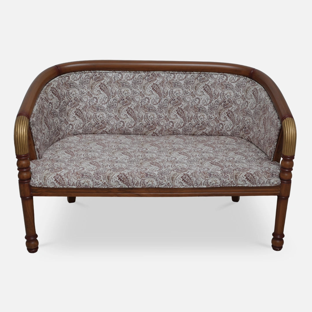 Nami Solid Wood Love Sofa (Teak Gold) front view