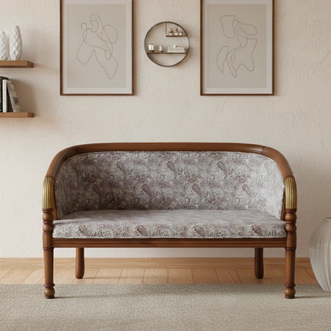 Nami Solid Wood Love Sofa (Teak Gold) lifestyle image