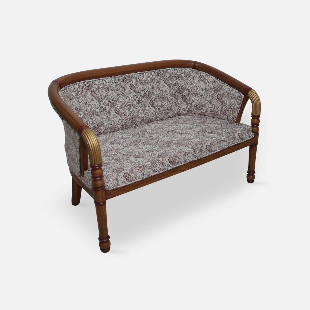 Nami Solid Wood Love Sofa (Teak Gold) side angle