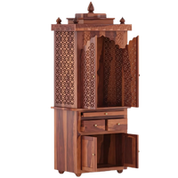 Namrah Teak Wood Pooja Mandap with Door (Teak) side view