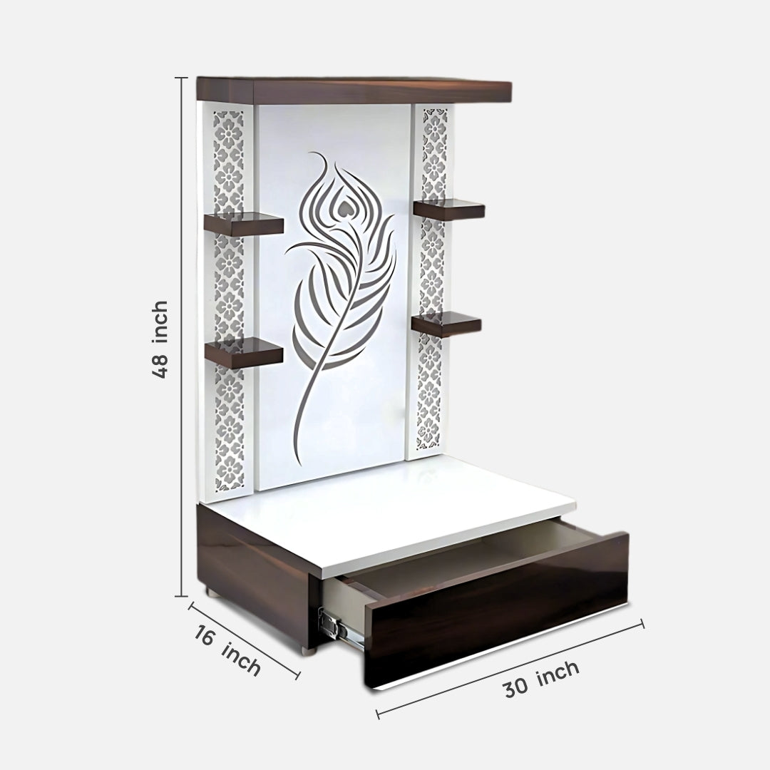 Narayani Teak Wood Mandir (White) dimensions