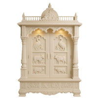 Niketan Teak Wood Mandir (White) front view